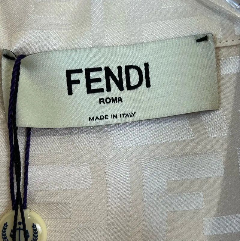 Fendi Fendi Women's Silk Long Sleeve Shirt in White 0089 Size L / US 10 / IT 46 - 5 Thumbnail