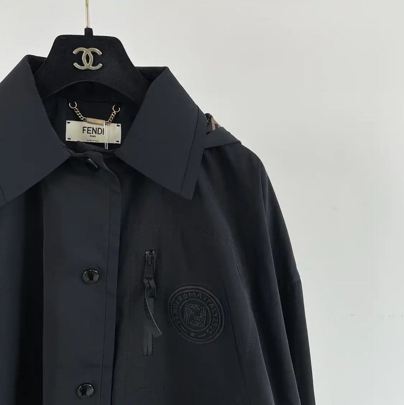 Fendi Fendi Black Logo Women's Jacket 0089 Size M / US 6-8 / IT 42-44 - 3 Thumbnail