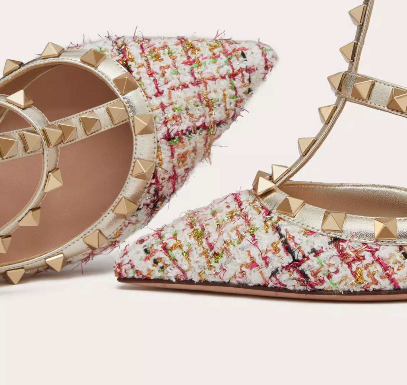 Valentino Valentino Rockstud Tweed Strap Pumps SIZE 37 Size ONE SIZE - 4 Thumbnail