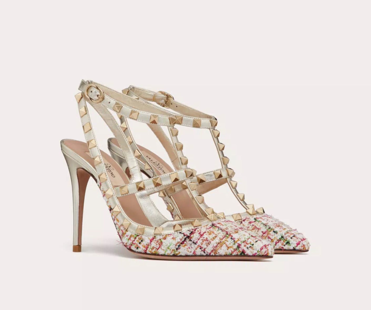 Valentino Valentino Rockstud Tweed Strap Pumps SIZE 39.5 Size ONE SIZE - 2 Thumbnail