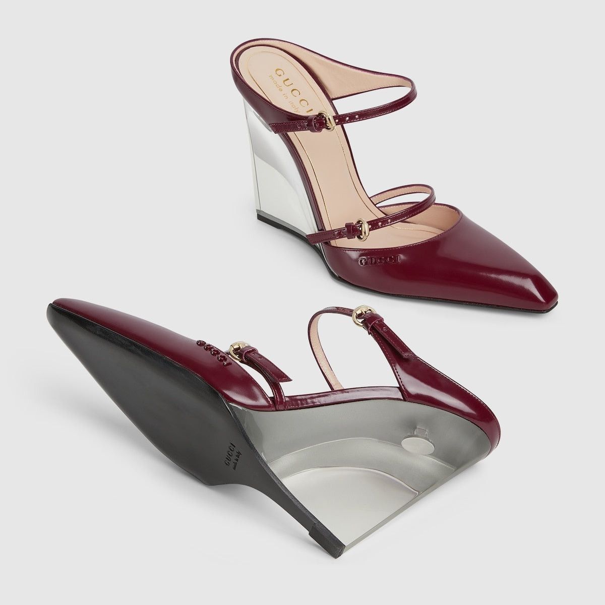 Gucci Gucci Logo Leather Wedge Mules SIZE 39 Size ONE SIZE - 4 Thumbnail