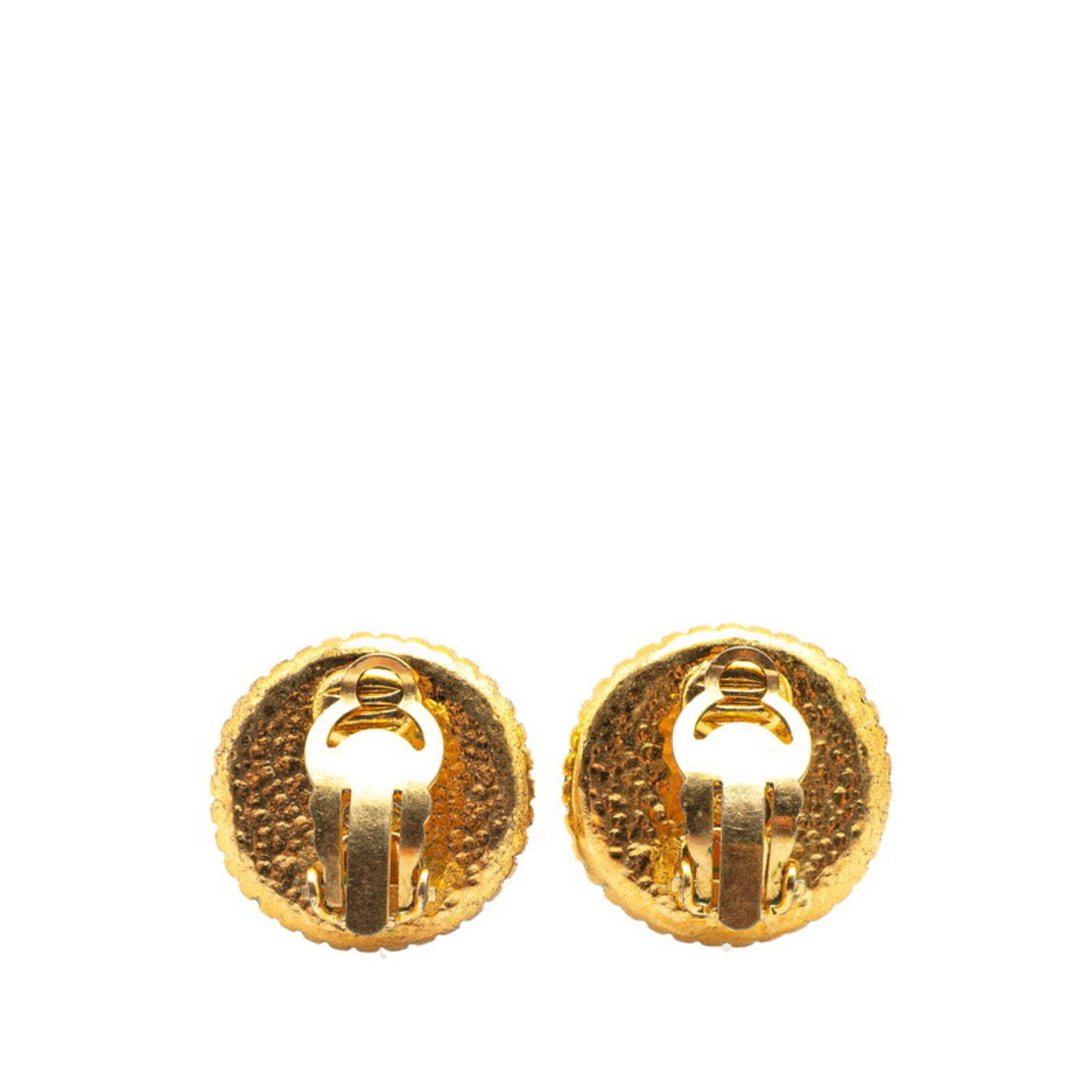 Chanel Chanel Coco Mark Round Earrings, Gold Plated, Women's, CHANEL Size ONE SIZE - 2 Thumbnail