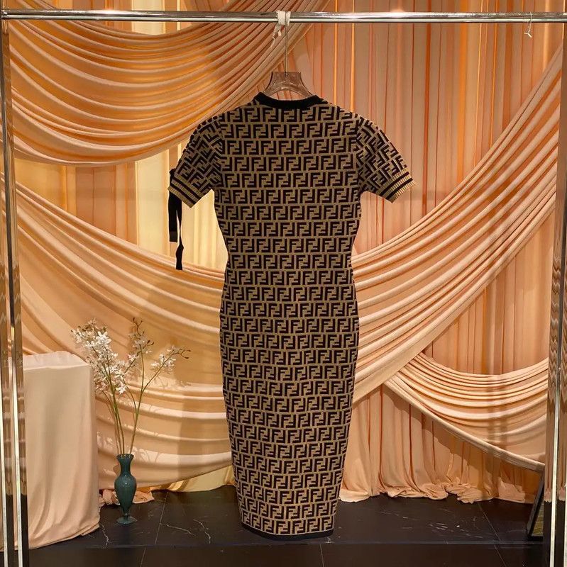 Fendi Fendi Brown Cotton Dress for Women 0089 Size M / US 6-8 / IT 42-44 - 2 Thumbnail