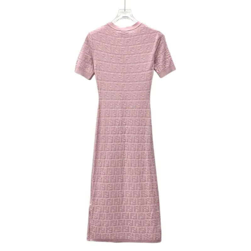 Fendi Fendi Pink Cotton Midi Dress for Women 0089 Size M / US 6-8 / IT 42-44 - 2 Thumbnail