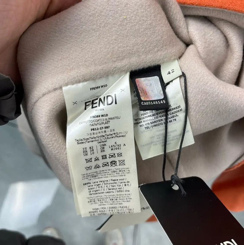 Fendi Fendi Orange Wool Women's Coat with Fur Trim 0089 Size L / US 10 / IT 46 - 5 Thumbnail