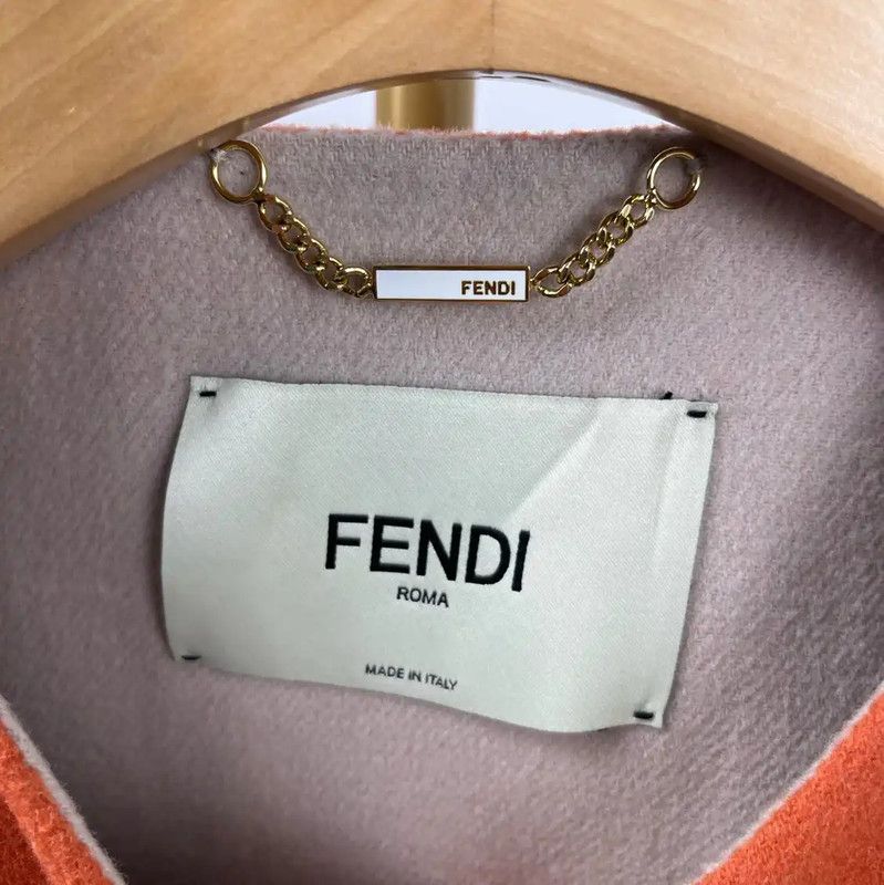 Fendi Fendi Orange Wool Women's Coat with Fur Trim 0089 Size L / US 10 / IT 46 - 4 Thumbnail