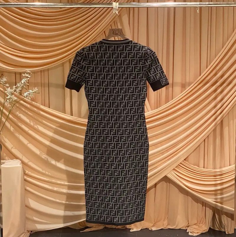 Fendi Fendi Gray Cotton Dress for Women Size S 0089 Size S / US 4 / IT 40 - 2 Thumbnail