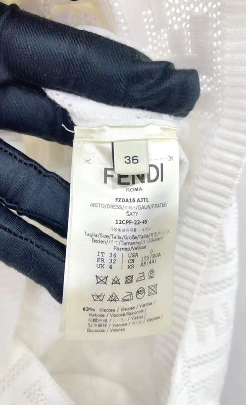 Fendi Fendi Sleeveless White Dress Size S 0089 Size S / US 4 / IT 40 - 9 Thumbnail