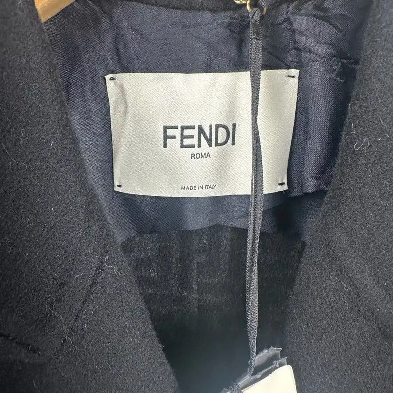 Fendi Fendi Black Wool Long Coat for Women 0089 Size M / US 6-8 / IT 42-44 - 3 Thumbnail
