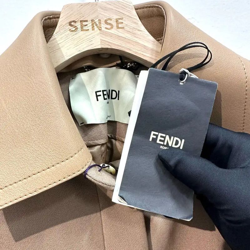 Fendi Fendi Winter Khaki Wool Coat with Double F Embroidery 0089 Size L / US 10 / IT 46 - 3 Thumbnail