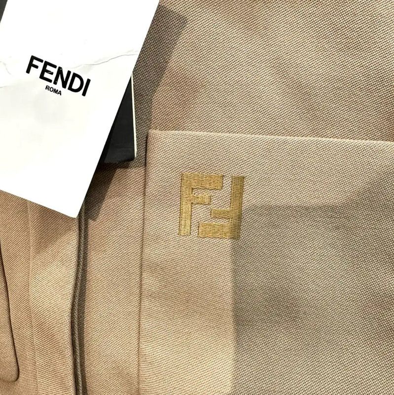 Fendi Fendi Winter Khaki Wool Coat with Double F Embroidery 0089 Size L / US 10 / IT 46 - 4 Thumbnail