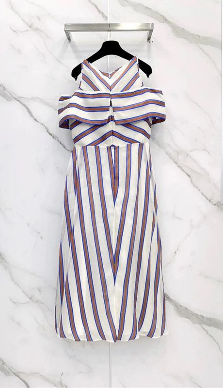 Fendi Fendi Color-Block Long Silk Blend Dress 0089 Size L / US 10 / IT 46 - 2 Thumbnail