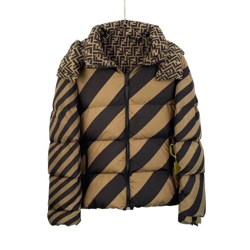 Fendi Fendi Brown Patterned Polyester Women's Down Jacket 0089 Size ONE SIZE - 3 Thumbnail