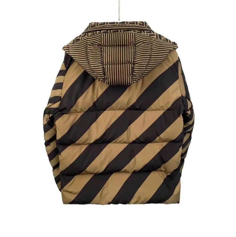 Fendi Fendi Brown Patterned Polyester Women's Down Jacket 0089 Size ONE SIZE - 4 Thumbnail