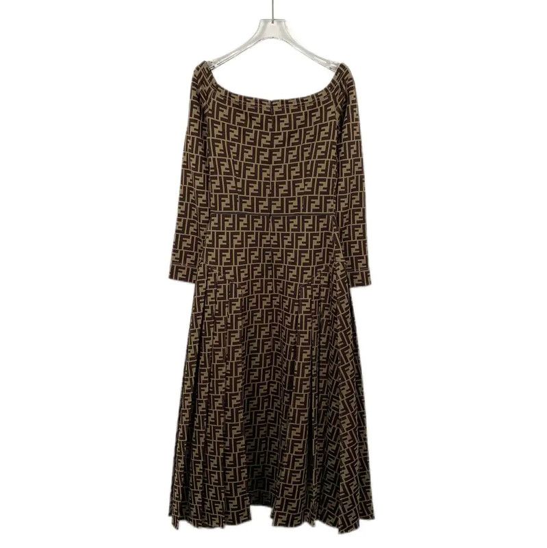 Fendi Fendi Brown Cotton Women's Dress Size S 0089 Size S / US 4 / IT 40 - 2 Thumbnail
