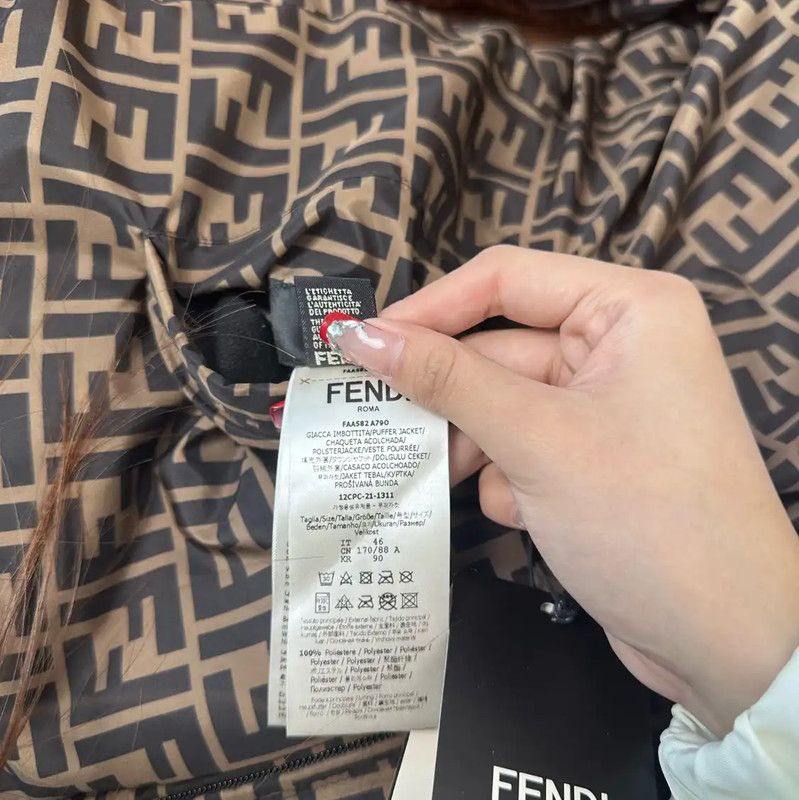 Fendi Fendi Brown Logo Print Women's Puffer Coat 0089 Size XXL / US 16-18 / IT 52-54 - 4 Thumbnail