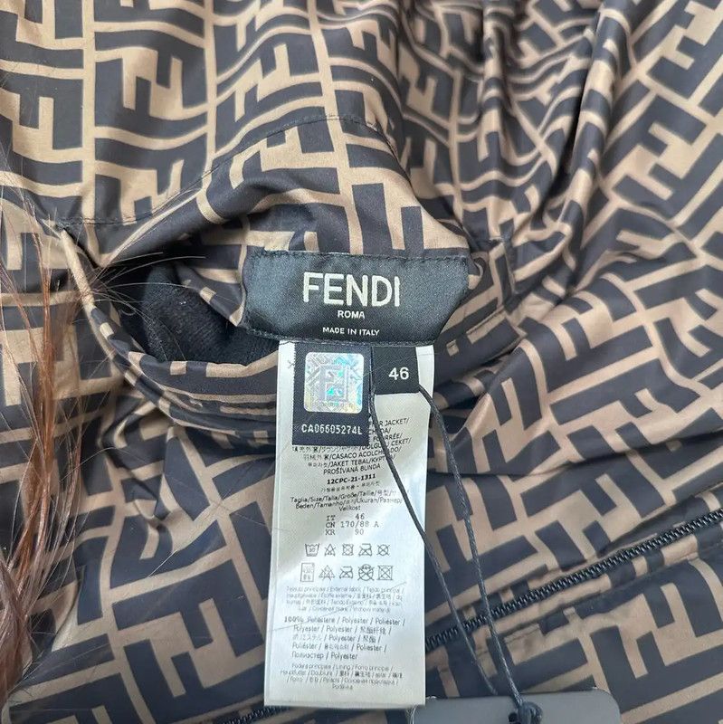 Fendi Fendi Brown Logo Print Women's Puffer Coat 0089 Size XXL / US 16-18 / IT 52-54 - 3 Thumbnail