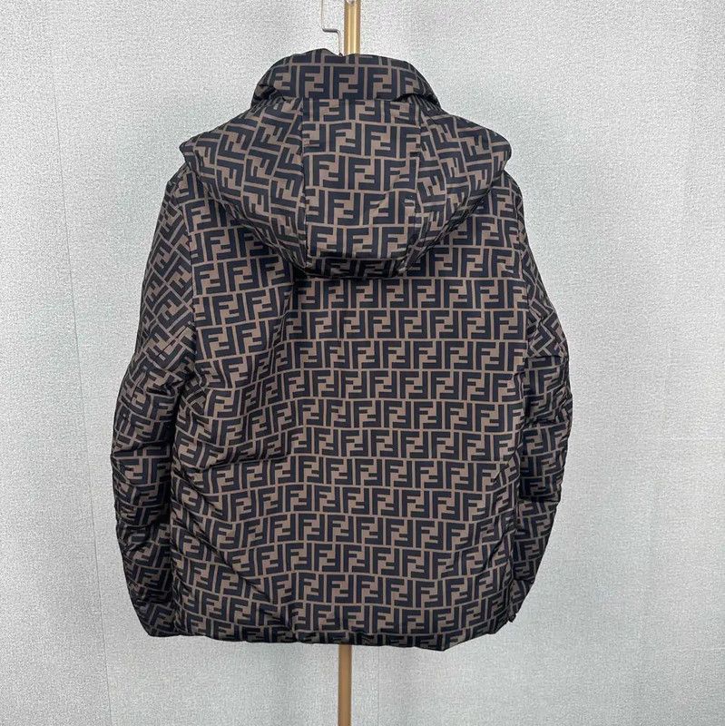Fendi Fendi Brown Logo Print Women's Puffer Coat 0089 Size XXL / US 16-18 / IT 52-54 - 2 Thumbnail
