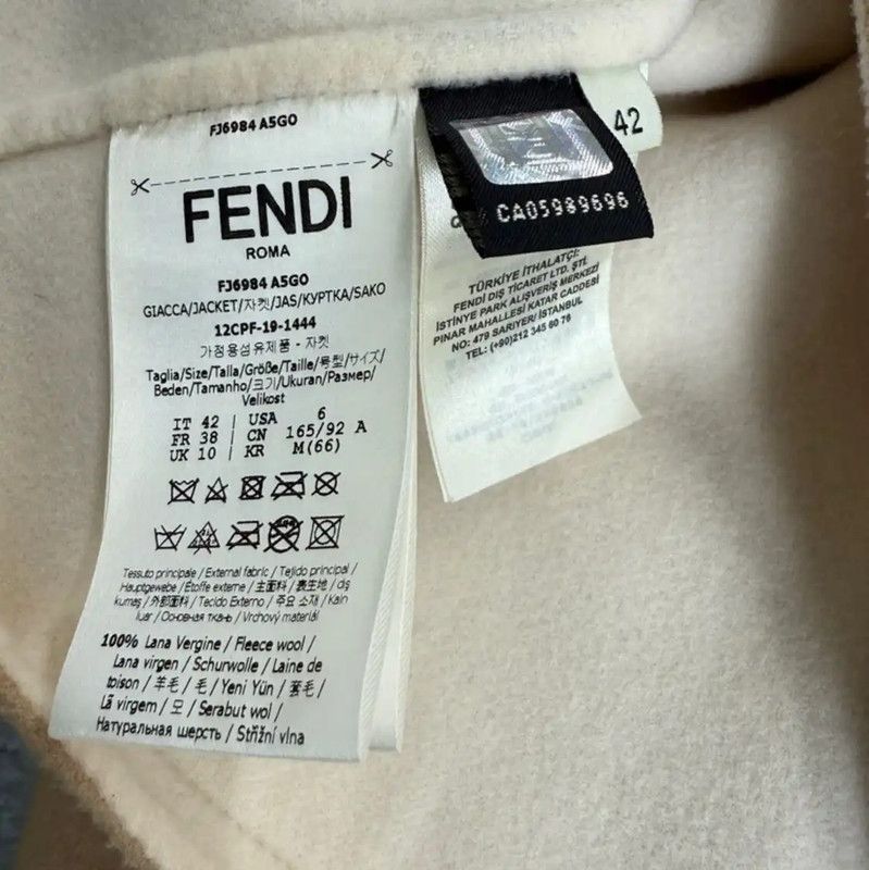 Fendi Fendi Beige Wool Women's Jacket 0089 Size L / US 10 / IT 46 - 4 Thumbnail