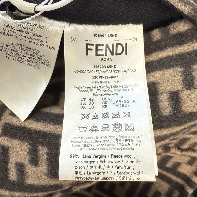 Fendi Fendi Women's Black Wool Jacket with Hood 0089 Size L / US 10 / IT 46 - 3 Thumbnail