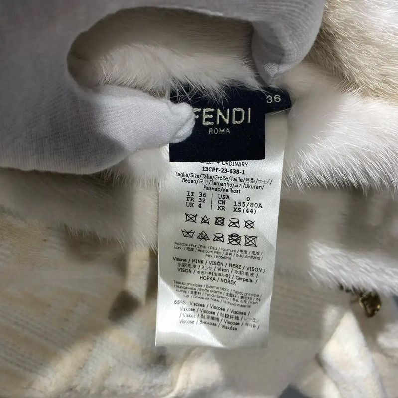 Fendi Fendi White Mink Fur Women's Jacket 0089 Size S / US 4 / IT 40 - 4 Thumbnail