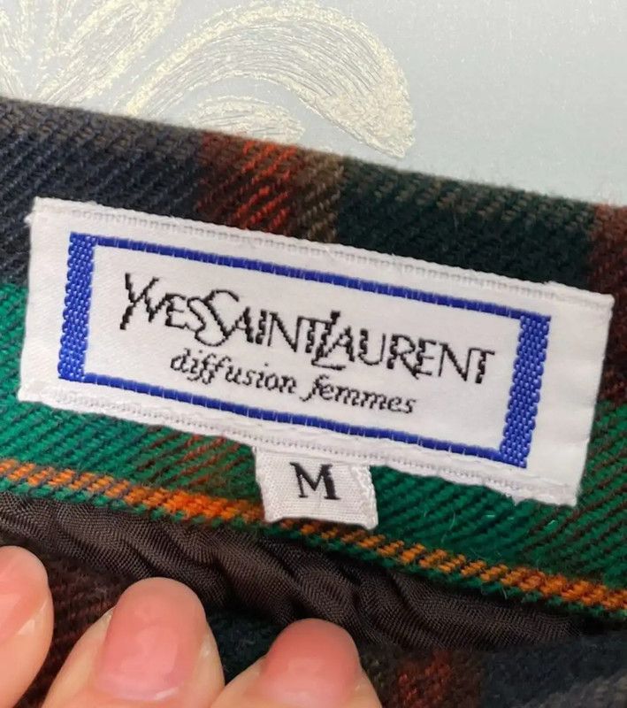 Yves Saint Laurent YSL Green Wool Women's Short Skirt 0089 Size 23" - 6 Thumbnail