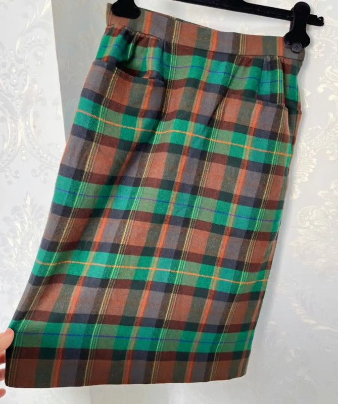 Yves Saint Laurent YSL Green Wool Women's Short Skirt 0089 Size 23" - 5 Thumbnail