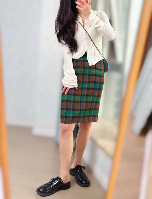 Yves Saint Laurent YSL Green Wool Women's Short Skirt 0089 Size 23" - 4 Thumbnail