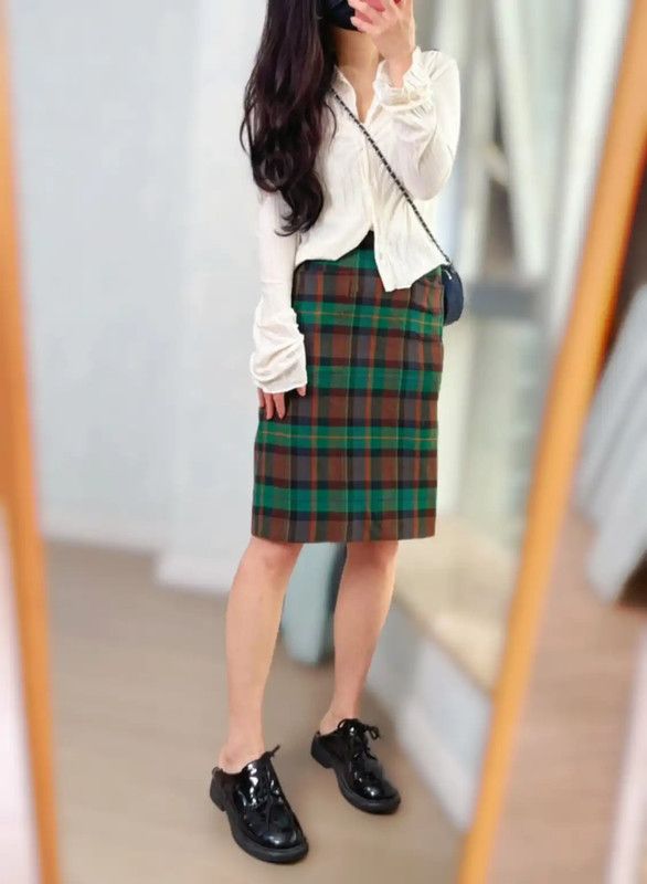 Yves Saint Laurent YSL Green Wool Women's Short Skirt 0089 Size 23" - 3 Thumbnail