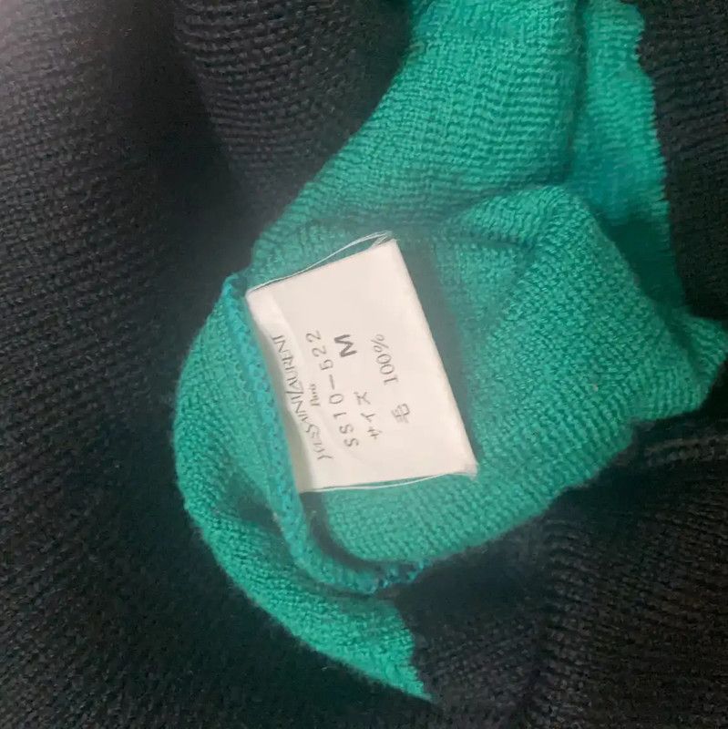 Yves Saint Laurent YSL Green Wool Sweater with Contrast Hem 0089 Size M / US 6-8 / IT 42-44 - 5 Thumbnail