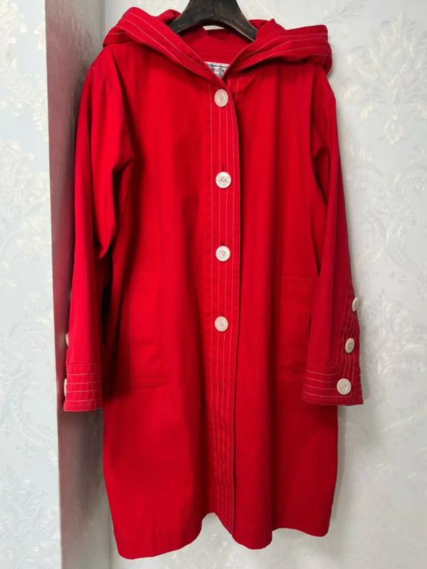 Yves Saint Laurent Yves Saint Laurent Red Cotton Women's Coat 0089 Size ONE SIZE - 4 Thumbnail