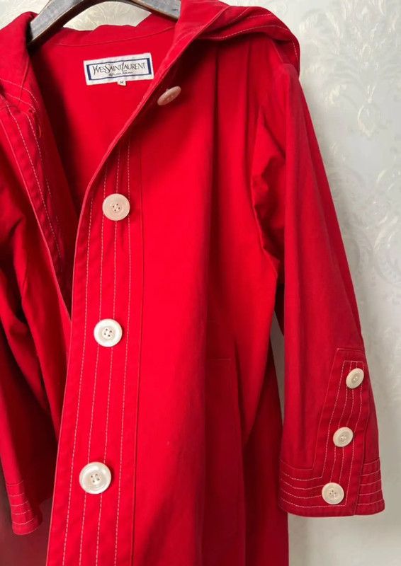 Yves Saint Laurent Yves Saint Laurent Red Cotton Women's Coat 0089 Size ONE SIZE - 6 Thumbnail