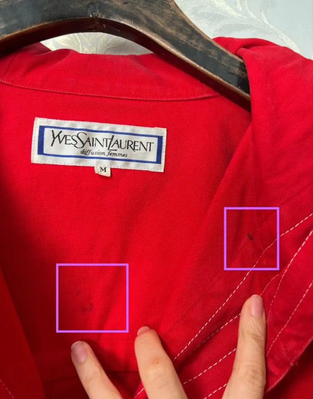 Yves Saint Laurent Yves Saint Laurent Red Cotton Women's Coat 0089 Size ONE SIZE - 8 Thumbnail