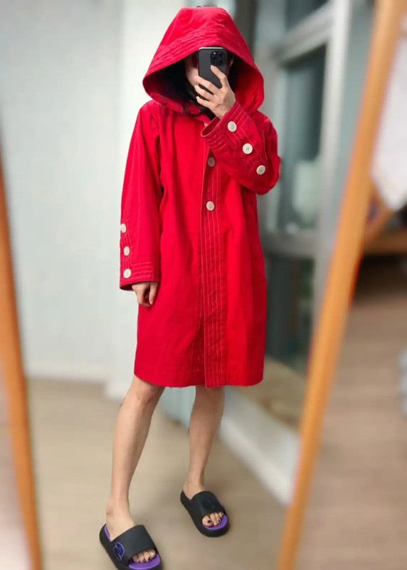 Yves Saint Laurent Yves Saint Laurent Red Cotton Women's Coat 0089 Size ONE SIZE - 2 Thumbnail
