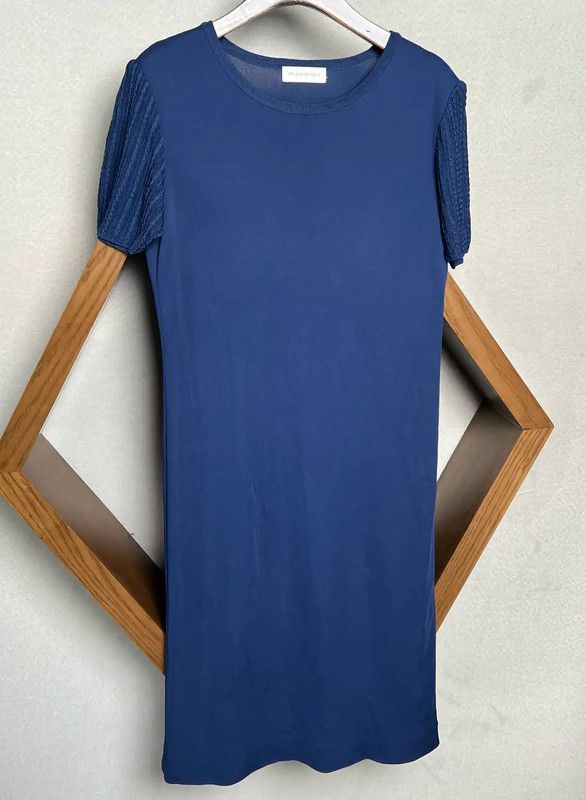 Yves Saint Laurent Yves Saint Laurent Blue Polyester Dress 0089 Size M / US 6-8 / IT 42-44 - 3 Thumbnail