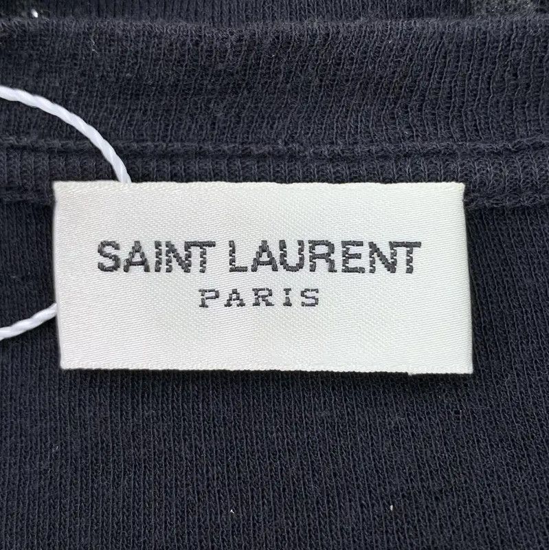 Yves Saint Laurent YSL Black Cotton T-Shirt for Women 0089 Size XS / US 0-2 / IT 36-38 - 5 Thumbnail