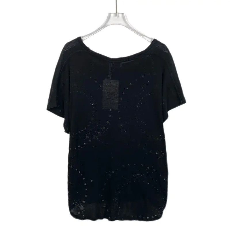Yves Saint Laurent YSL Black Cotton T-Shirt for Women 0089 Size XS / US 0-2 / IT 36-38 - 2 Thumbnail