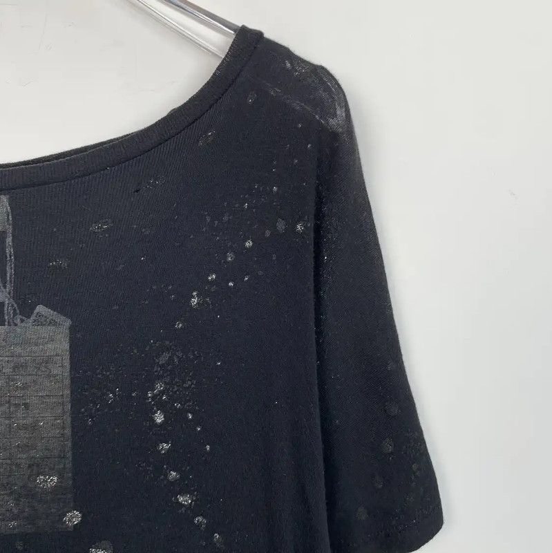 Yves Saint Laurent YSL Black Cotton T-Shirt for Women 0089 Size XS / US 0-2 / IT 36-38 - 3 Thumbnail