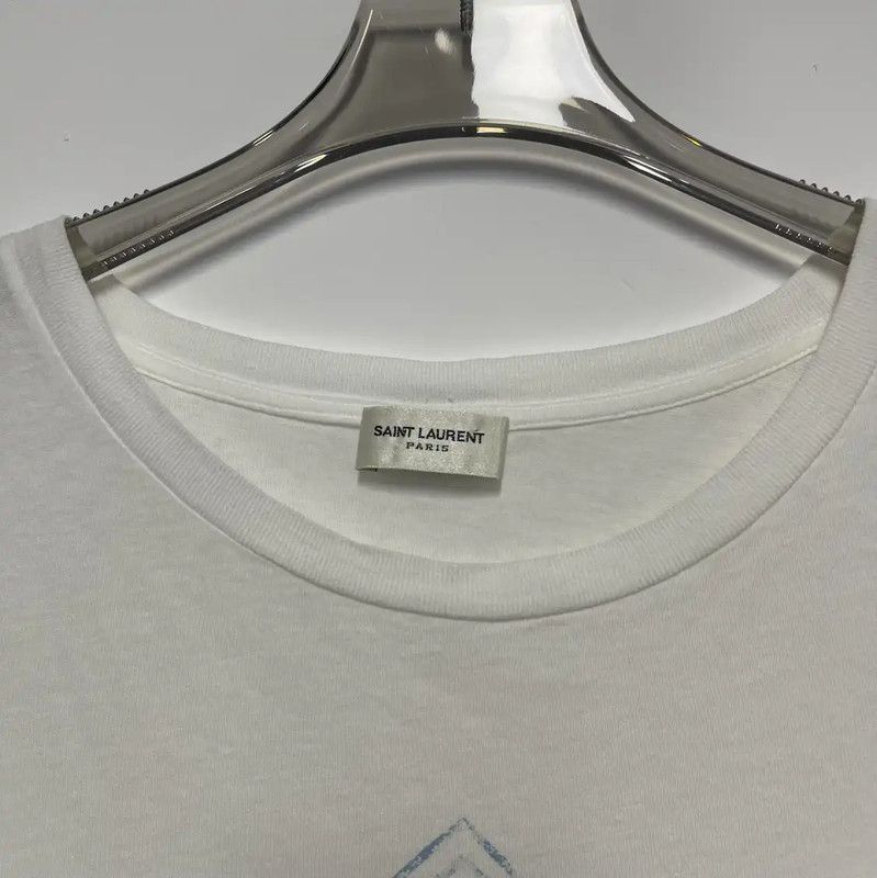 Yves Saint Laurent YSL Women's White Cotton Printed T-Shirt 0089 Size S / US 4 / IT 40 - 4 Thumbnail