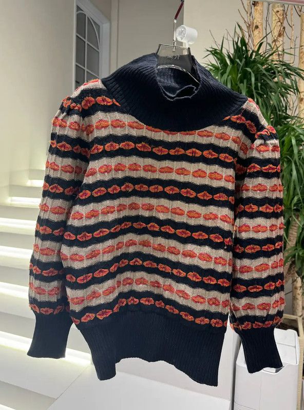 Yves Saint Laurent YSL Color Block Wool Knit Sweater 0089 Size ONE SIZE - 5 Thumbnail