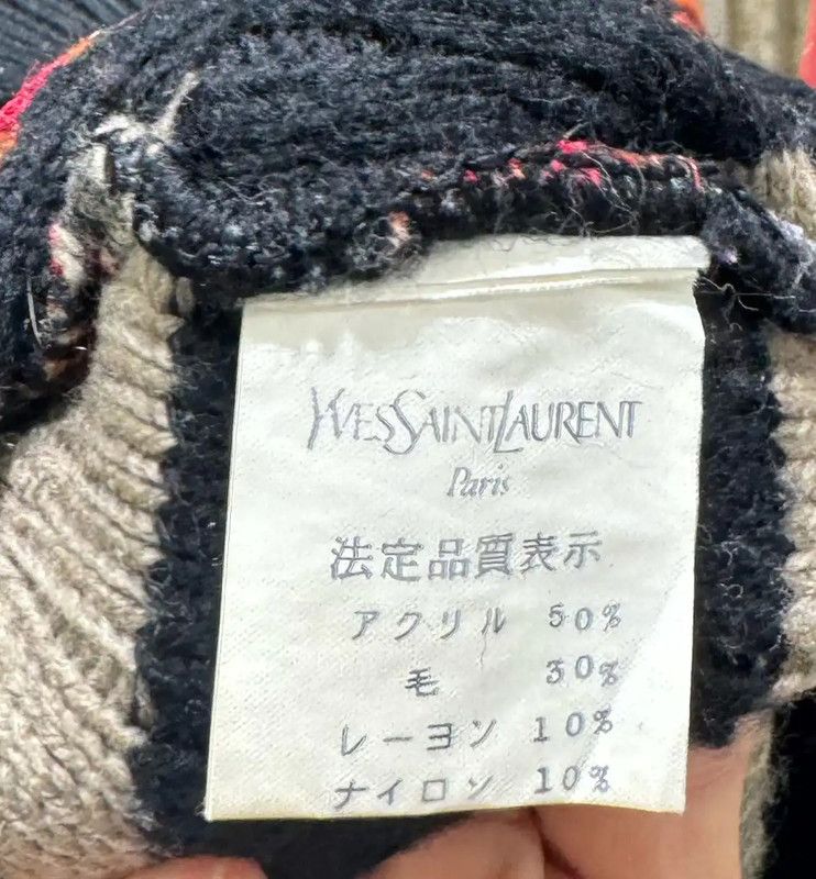Yves Saint Laurent YSL Color Block Wool Knit Sweater 0089 Size ONE SIZE - 7 Thumbnail