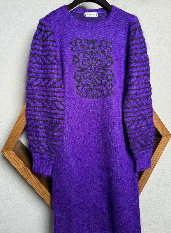 Yves Saint Laurent Yves Saint Laurent Purple Knit Dress for Women 0089 Size ONE SIZE - 3 Thumbnail