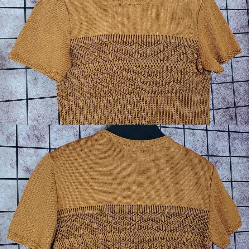 Yves Saint Laurent YSL Summer Brown Knit Short-Sleeve Top 0089 Size M / US 6-8 / IT 42-44 - 3 Thumbnail