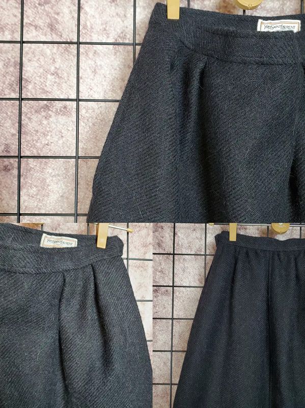 Yves Saint Laurent Yves Saint Laurent Black Wool Midi Skirt 0089 Size 23" - 4 Thumbnail