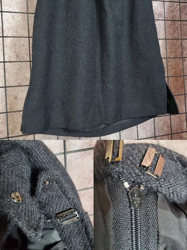 Yves Saint Laurent Yves Saint Laurent Black Wool Midi Skirt 0089 Size 23" - 5 Thumbnail