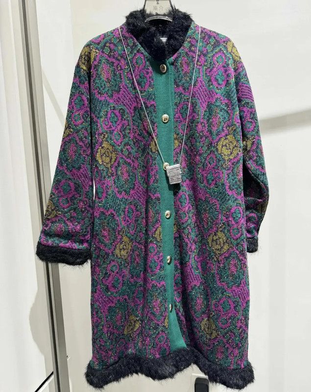 Yves Saint Laurent YSL Colorblock Wool Blend Women's Cardigan 0089 Size ONE SIZE - 2 Thumbnail