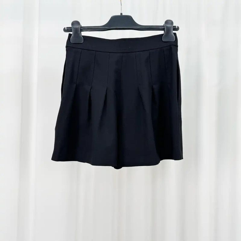 Yves Saint Laurent YSL Black Wool Logo Women's Shorts 0089 Size 23" - 2 Thumbnail