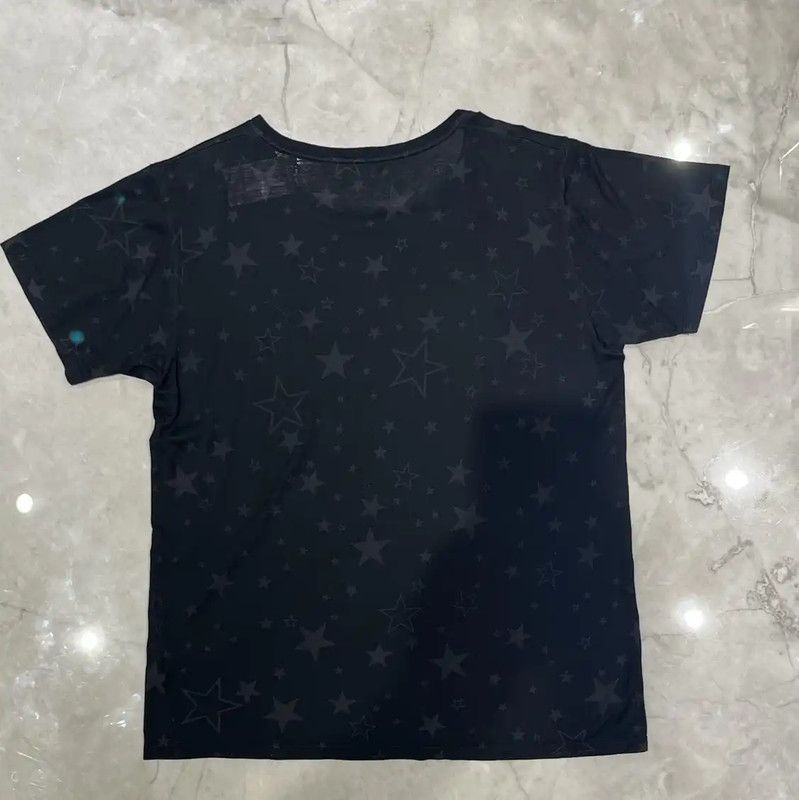 Yves Saint Laurent YSL Black Cotton Star Print Short Sleeve T-Shirt 0089 Size L / US 10 / IT 46 - 2 Thumbnail