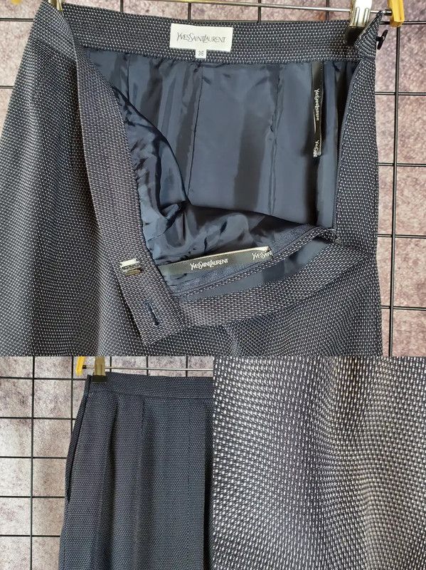 Yves Saint Laurent Yves Saint Laurent Black Wool Blend Dot Skirt 0089 Size 23" - 6 Thumbnail