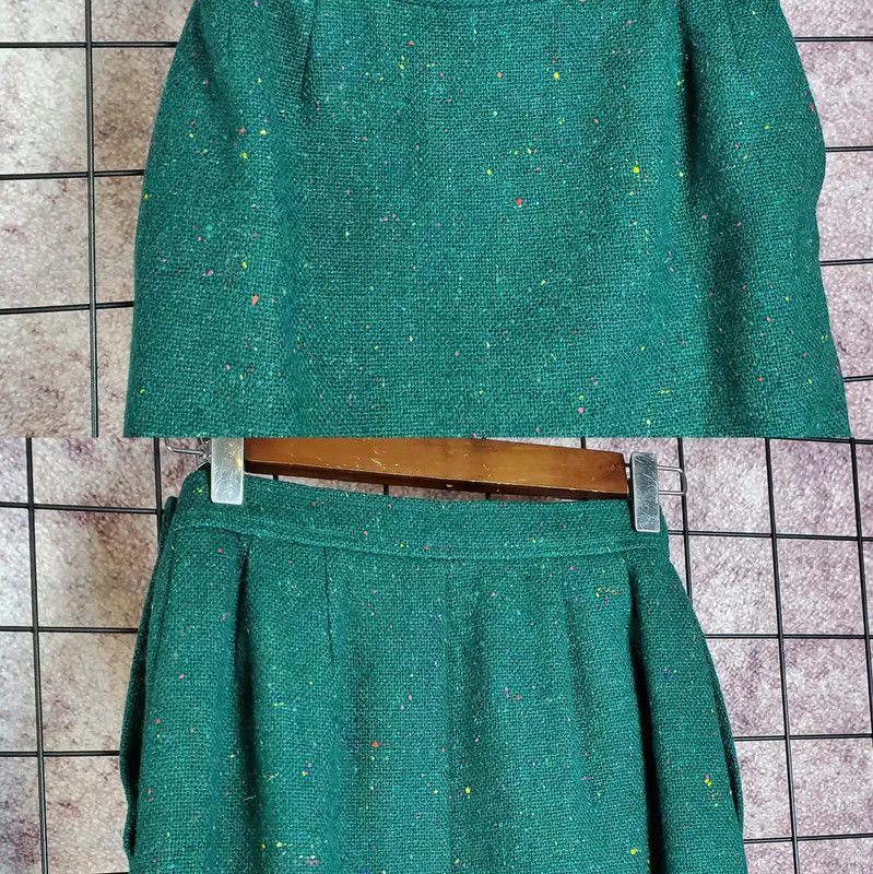 Yves Saint Laurent Yves Saint Laurent Green Embroidered Wool Skirt 0089 Size 29" - 2 Thumbnail